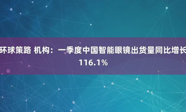环球策路 机构：一季度中国智能眼镜出货量同比增长116.1%