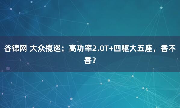谷锦网 大众揽巡：高功率2.0T+四驱大五座，香不香？