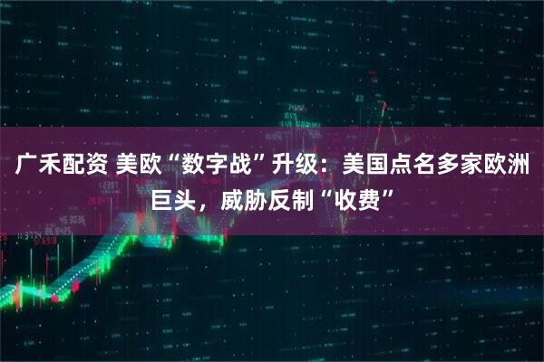 广禾配资 美欧“数字战”升级：美国点名多家欧洲巨头，威胁反制“收费”